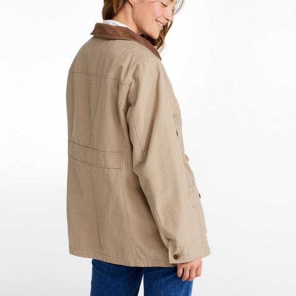 L.L. Bean Women's Adirondack Flannel-Lined Barn Coat in Dark Khaki, Size XS - Picture 6 of 15